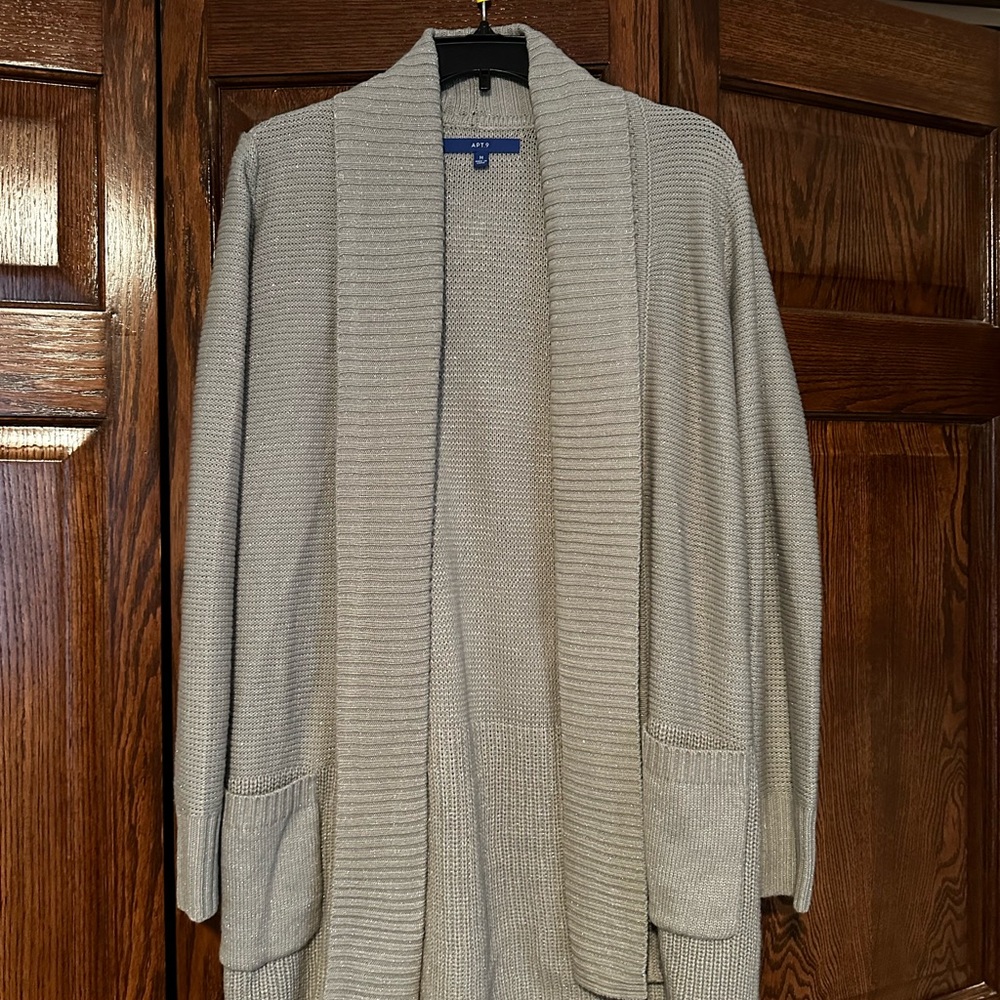 Open front silver cardigan